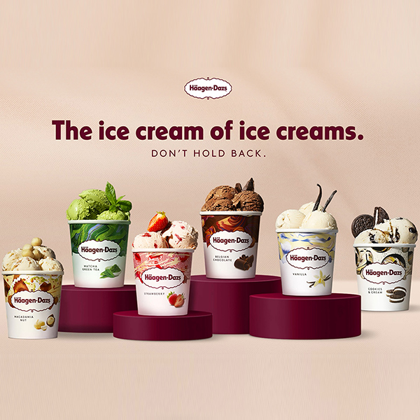 Haagen-Dazs Ice cream cups of different flavor's