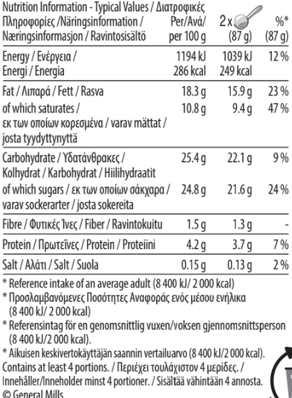 Macaron Chocolate ganache pint nutrition label